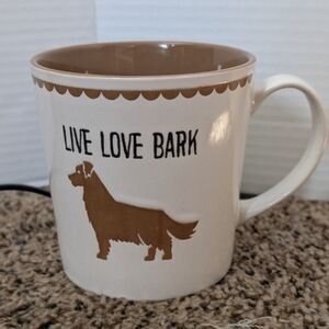 Live Love Bark Ceramic Mug - Brown and Cream